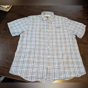 Vineyard Vines Performance Harbor Short Sleeve Shirt, Mens Large, Blue/White